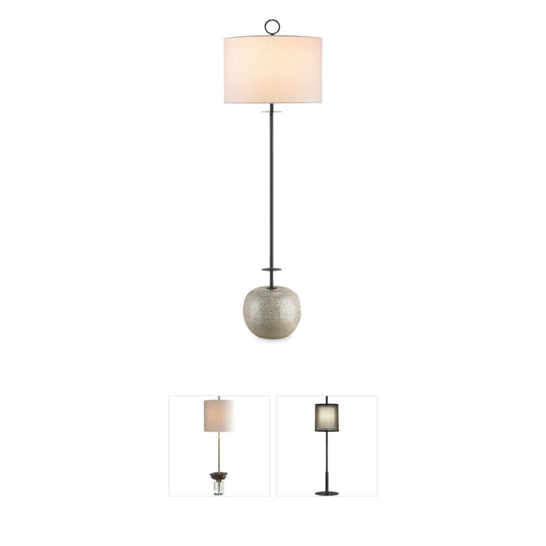 Currey & Company Atlas Wrought Iron & Concrete Console Lamp