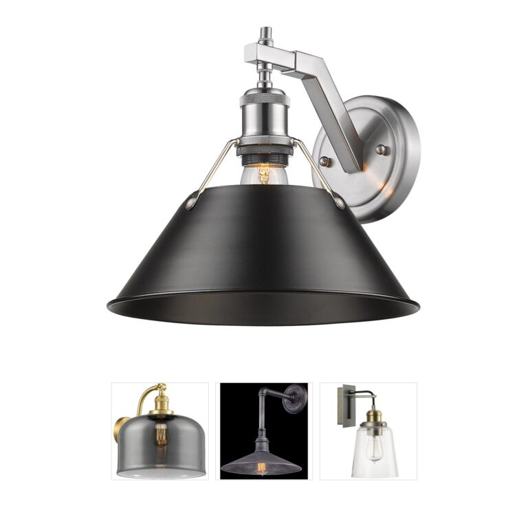 Golden Lighting Yep Orwell 10-Inch Pewter and Matte Black Industrial Wall Sconce