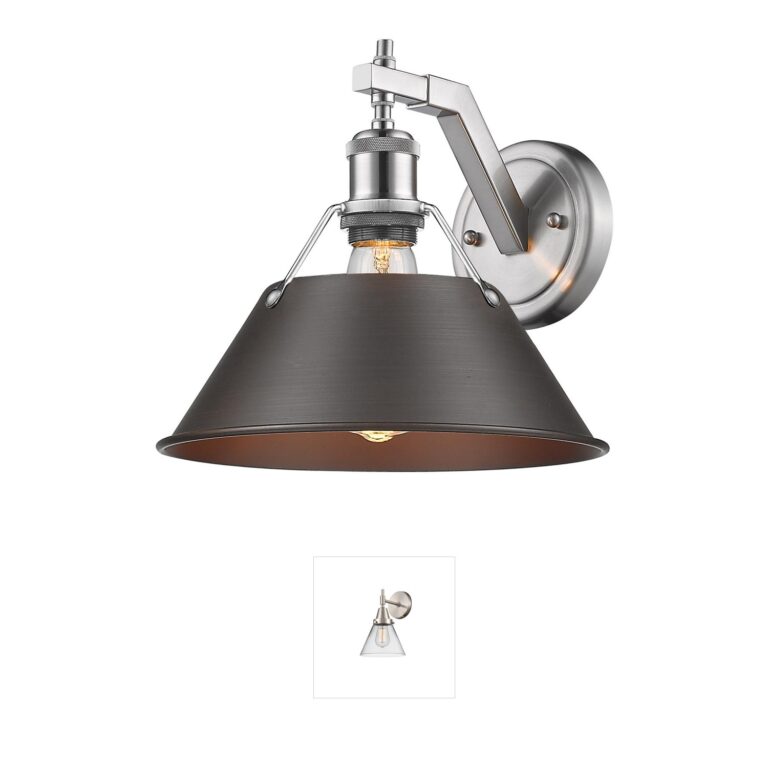 Golden Lighting Yep Orwell 1-Light Pewter and Rubbed Bronze Industrial Sconce