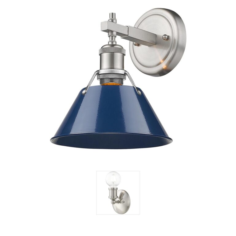Golden Lighting Yep Orwell 1-Light Pewter Vanity Light with Navy Blue Shade