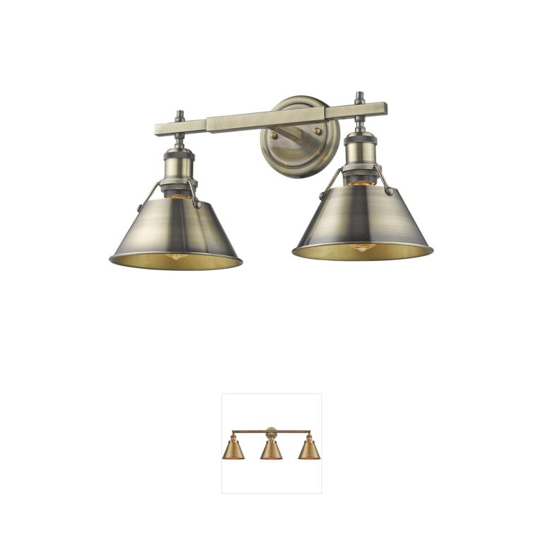 Golden Lighting Yep Orwell 2-Light Aged Brass Steel Vanity Light
