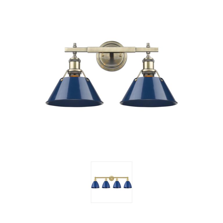 Golden Lighting Yep Orwell 2-Light Aged Brass & Navy Vanity Sconce