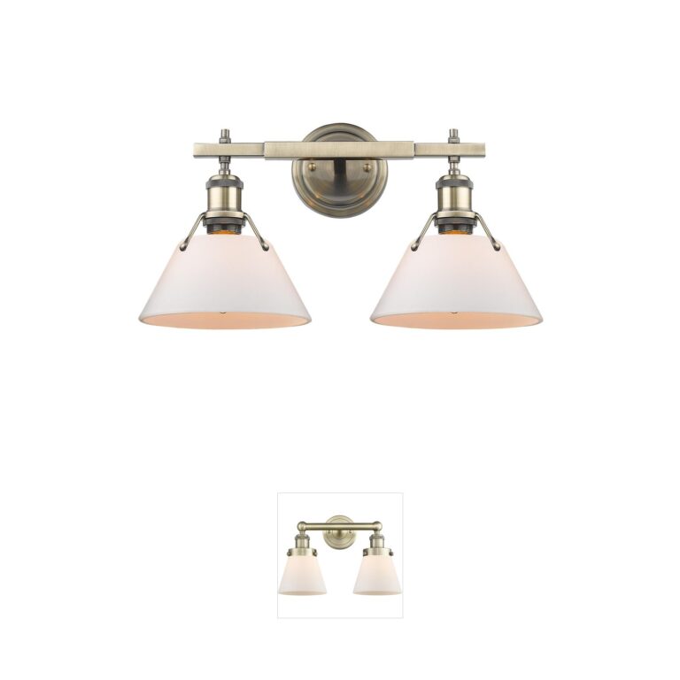 Golden Lighting Yep Orwell Aged Brass 2-Light Vanity with Opal Glass