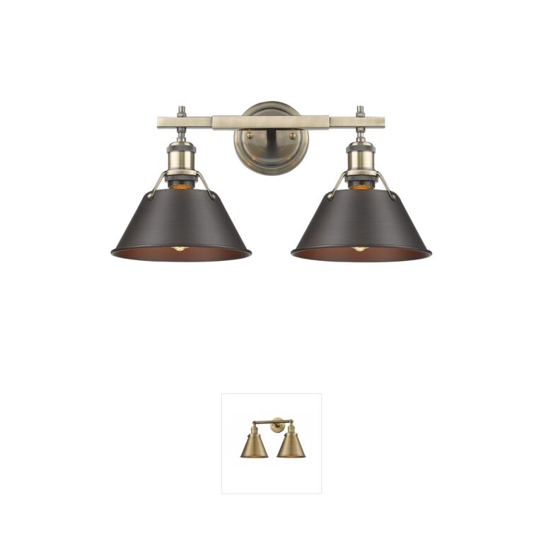 Golden Lighting Yep Orwell Aged Brass 2-Light Steel Vanity Light