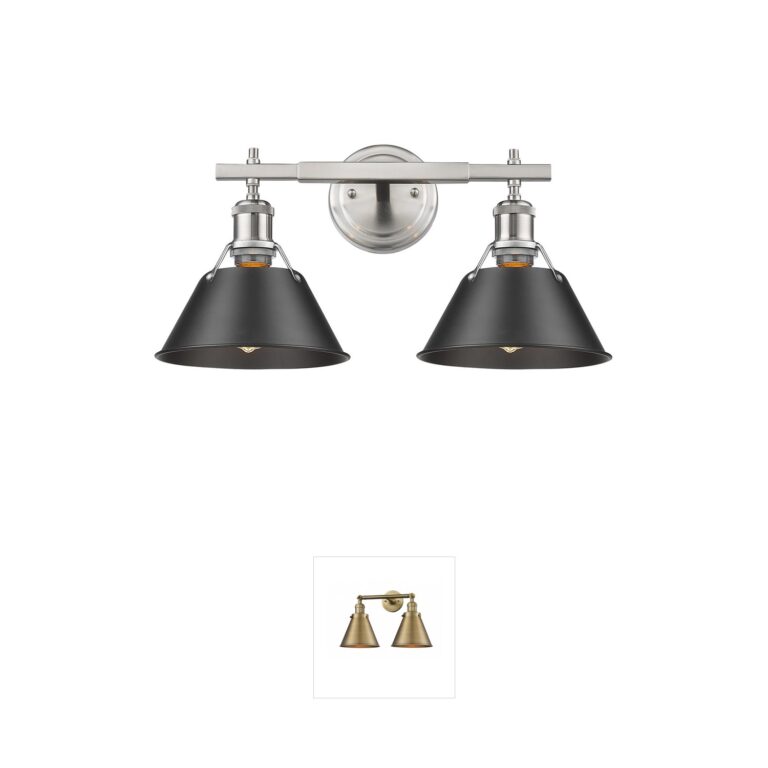 Golden Lighting Yep Orwell 2-Light Pewter Vanity with Matte Black Shades