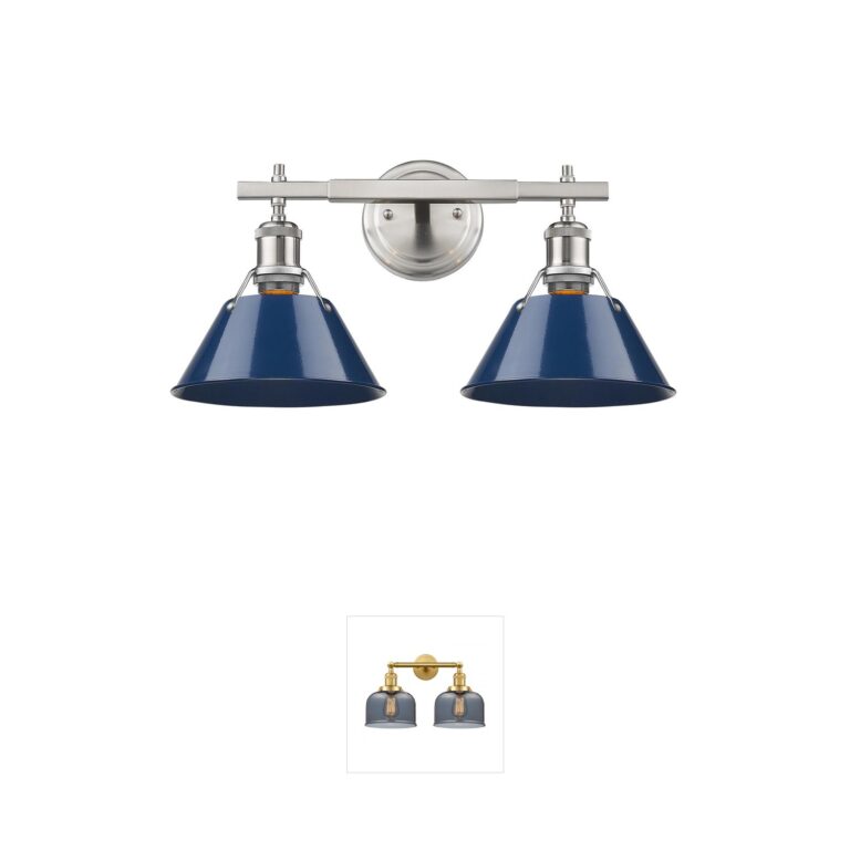 Golden Lighting Yep Orwell 2-Light Pewter Steel Vanity with Navy Shade