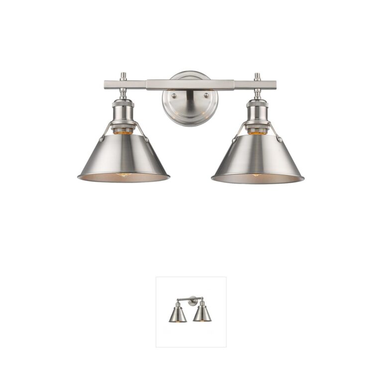 Golden Lighting Yep Orwell 2-Light Pewter Steel Cone Shade Vanity Light