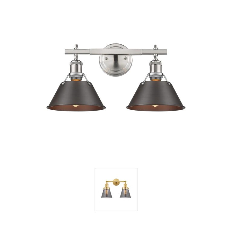 Golden Lighting Yep Orwell 2-Light Pewter and Rubbed Bronze Vanity
