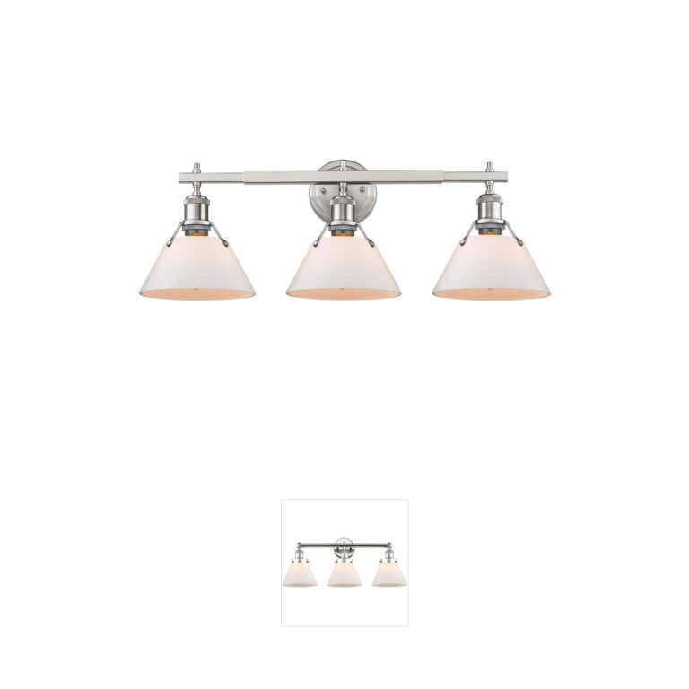 Golden Lighting Yep Orwell 3-Light Pewter Vanity with Opal Glass