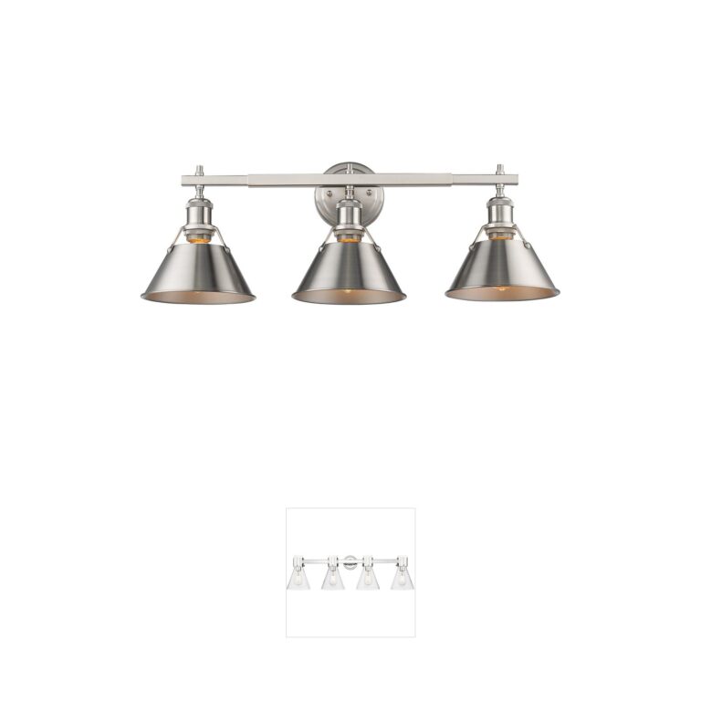 Golden Lighting Yep Orwell 3-Light Pewter Industrial Vanity Light