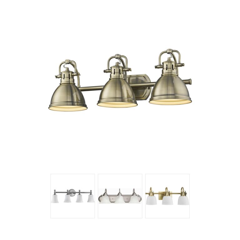 Golden Lighting Yep Duncan 3-Light Aged Brass Bathroom Vanity Light