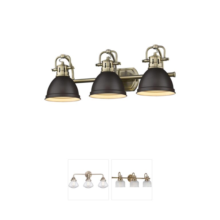Golden Lighting Yep Duncan 3-Light Aged Brass Vanity with Rubbed Bronze Shades