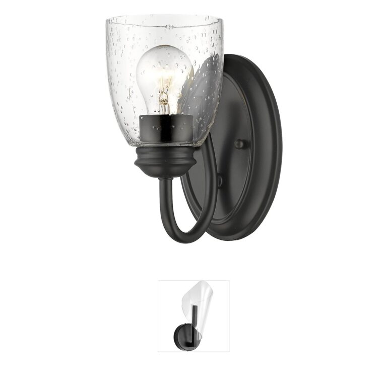 Golden Lighting Parrish Matte Black Seeded Glass 1-Light Vanity Sconce