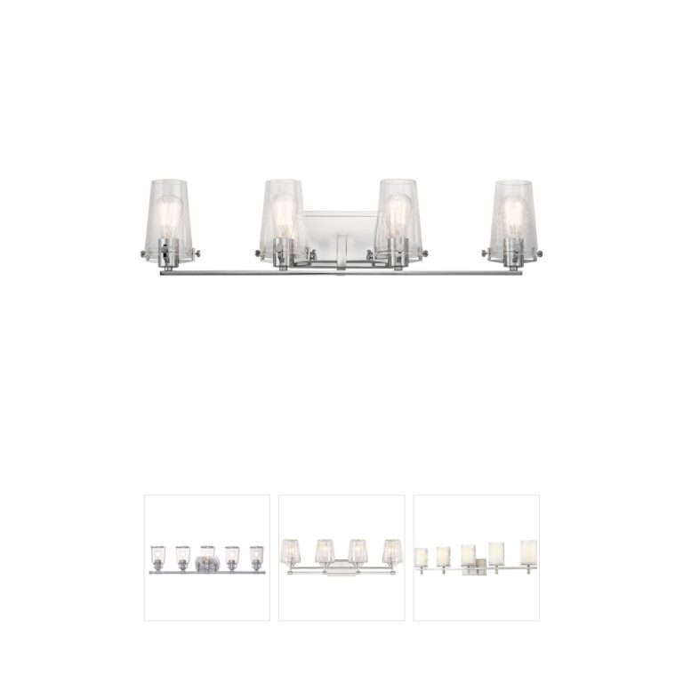 Kichler Alton Chrome 4-Light Vanity Light with Clear Seeded Glass