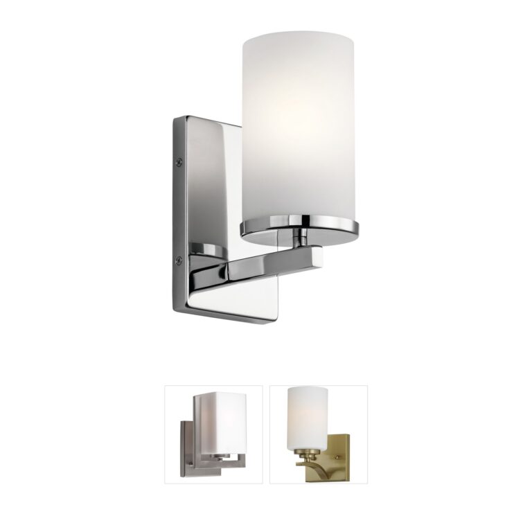 Kichler Lighting Crosby Chrome Wall Sconce with Satin Etched Glass
