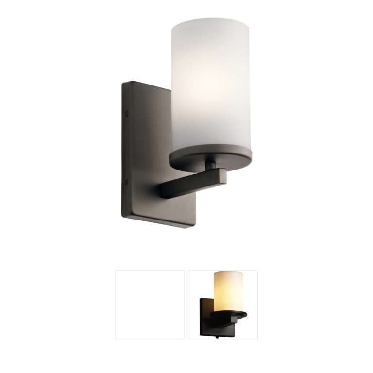 Kichler Crosby Olde Bronze Wall Sconce with Satin Etched Opal Glass
