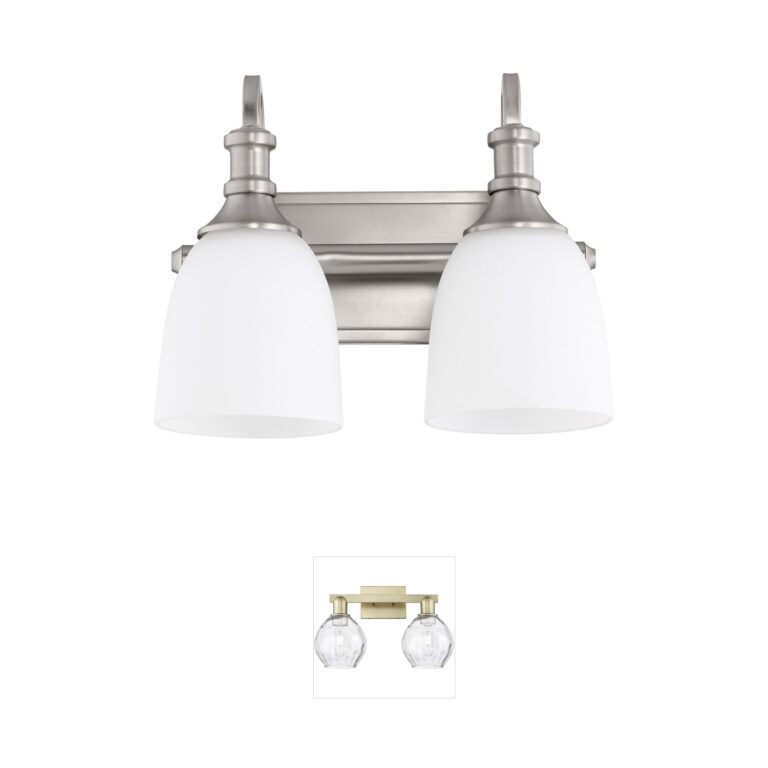 Quorum Richmond 2-Light Satin Nickel Vanity with Satin Opal Glass