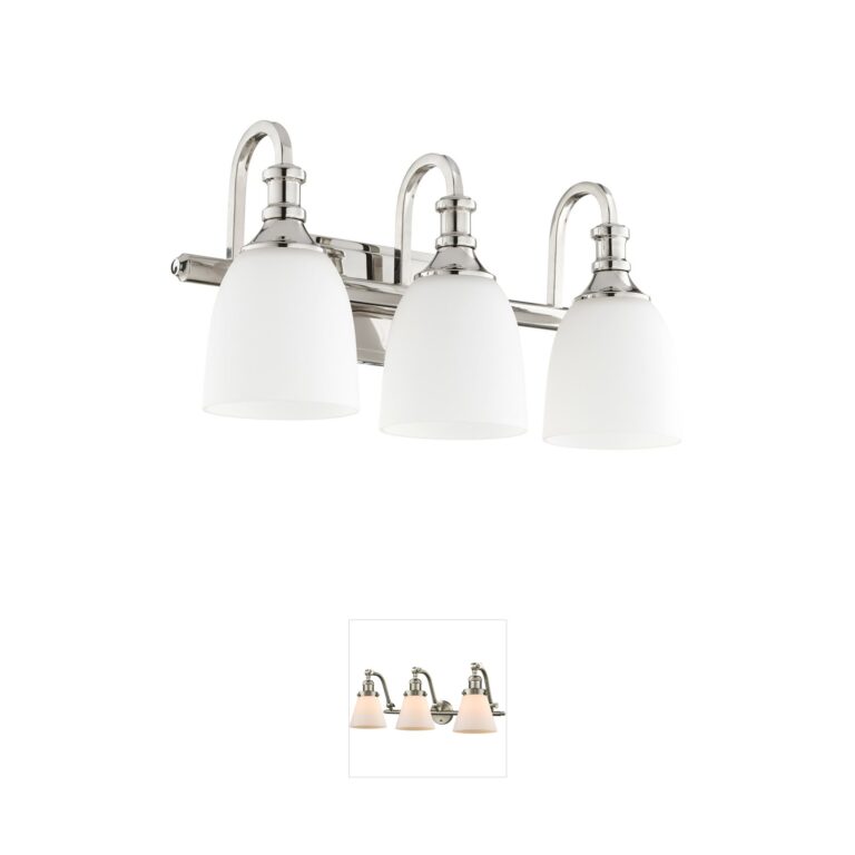 Quorum Richmond 3-Light Polished Nickel Vanity with Satin Opal Glass