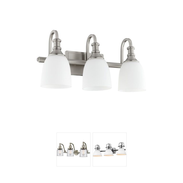 Quorum Richmond Satin Nickel 3-Light Vanity with Satin Opal Glass