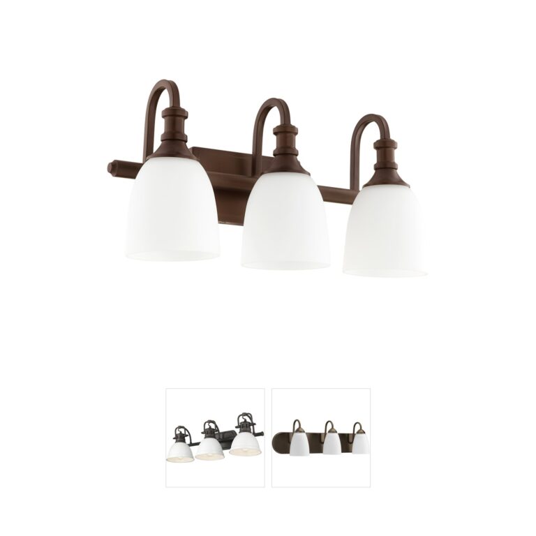 Quorum International Richmond 3-Light Oiled Bronze Vanity Light with Satin Opal Glass