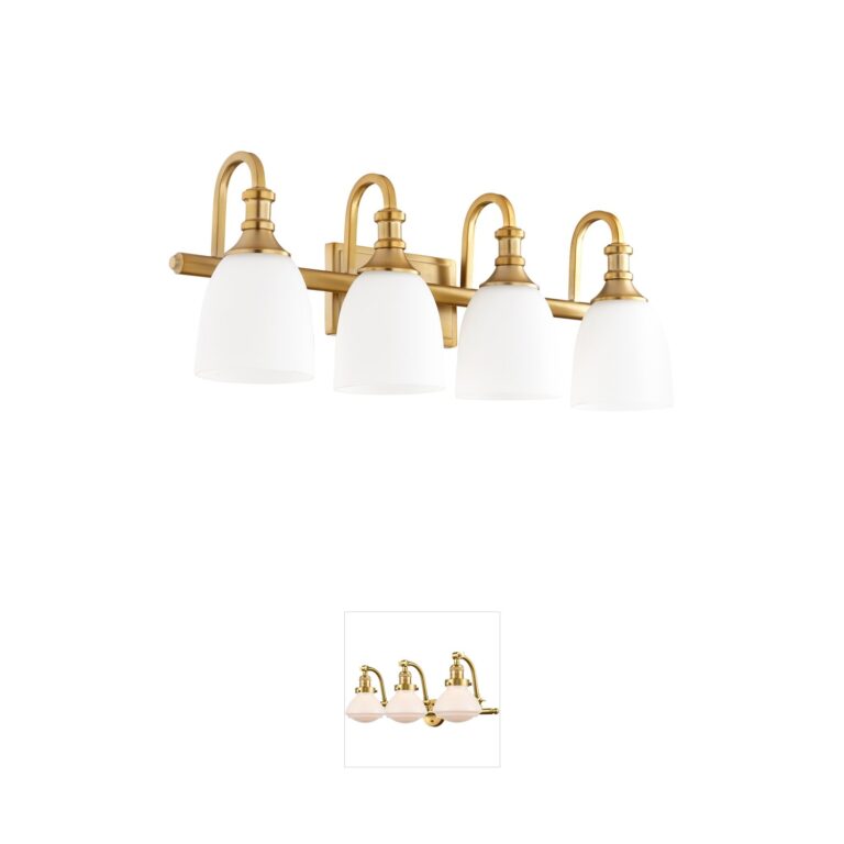 Quorum Richmond 4-Light Aged Brass Vanity with Satin Opal Glass