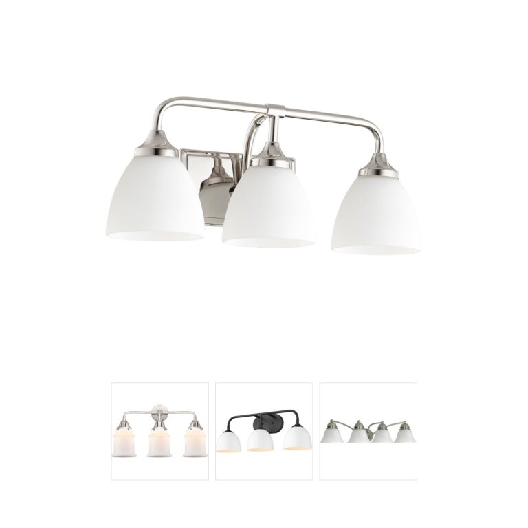 Quorum Enclave 3-Light Polished Nickel Vanity with Satin Opal Glass