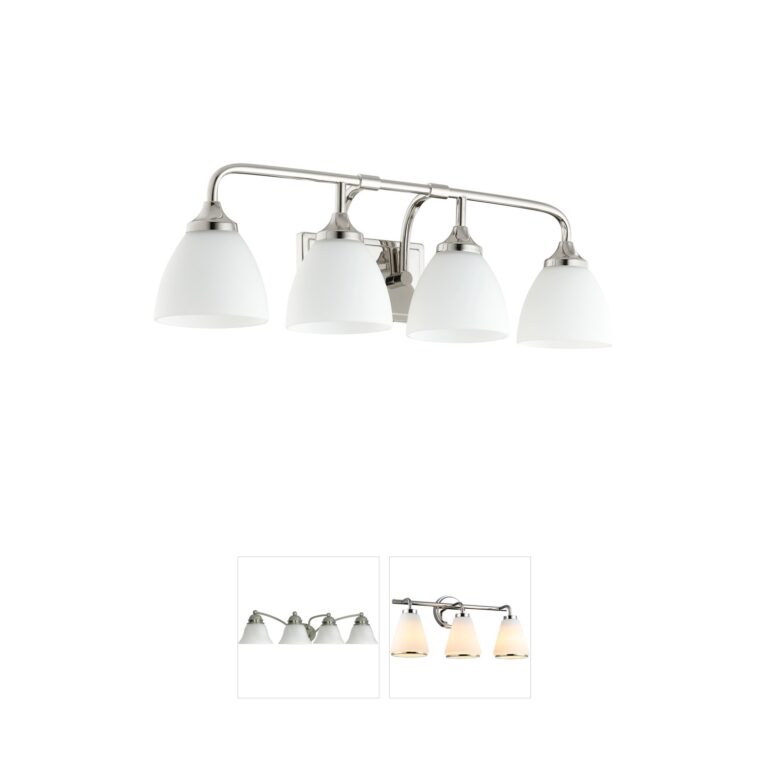 Quorum Enclave 4-Light Polished Nickel Vanity with Satin Opal Glass