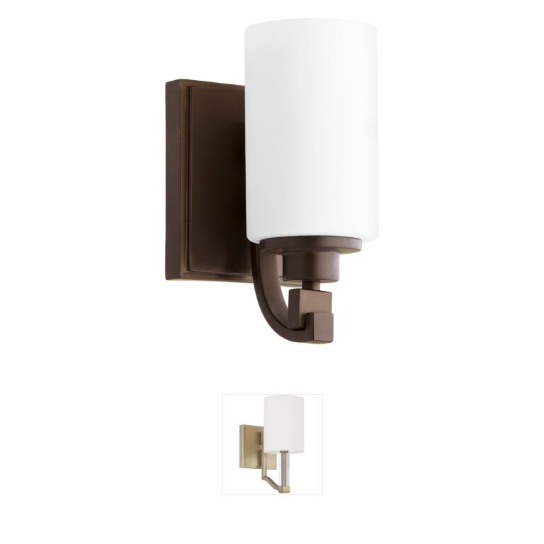 Quorum Lancaster Oiled Bronze Wall Sconce with Satin Opal Glass