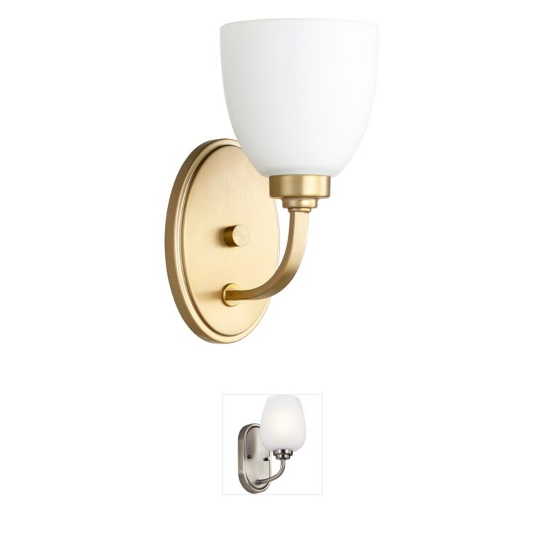 Quorum International Reyes Aged Brass Wall Sconce with Satin Opal Glass