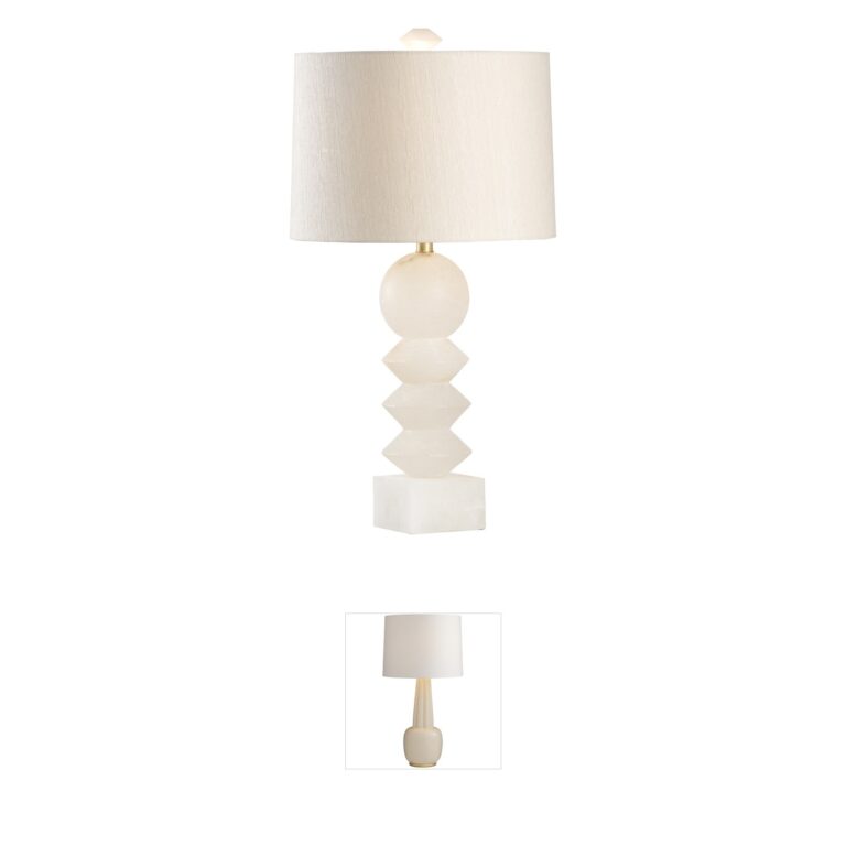 Wildwood Collection Natural Alabaster Table Lamp with Cream Raw Silk Shade