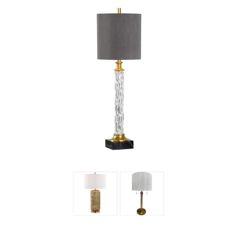 Wildwood Collection Clear Glass Buffet Lamp with Charcoal Silkette Shade