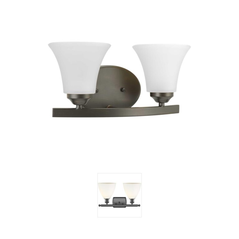 Progress Lighting Adorn Antique Bronze Steel Vanity Light with Etched Glass