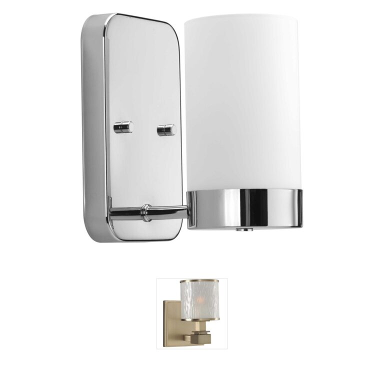 Progress Lighting Elevate Polished Chrome 1-Light Vanity with Etched White Glass
