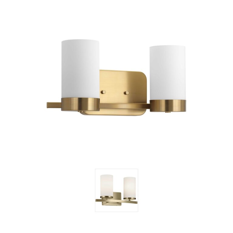 Progress Lighting Elevate 2-Light Brushed Bronze Vanity with Etched White Glass