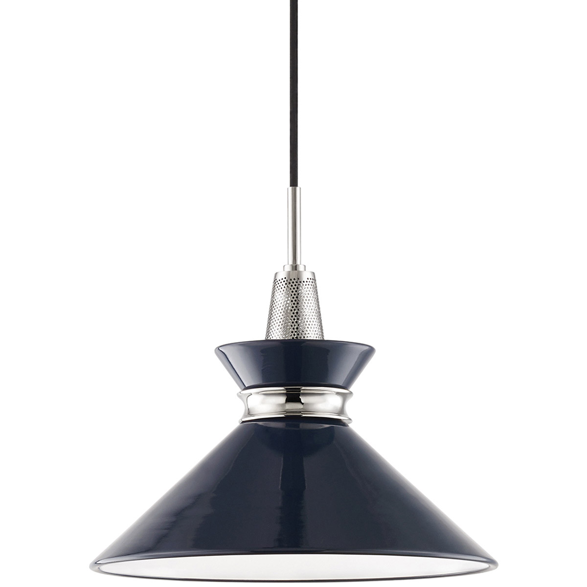 Mitzi Kiki 14" Polished Nickel and Navy Metal Pendant