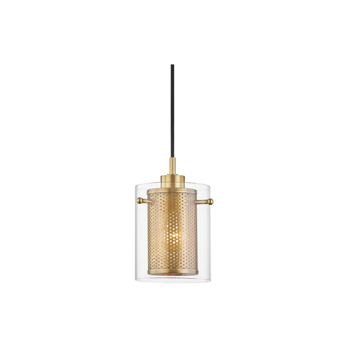 Mitzi Elanor 1-Light Aged Brass Pendant | Clear Glass
