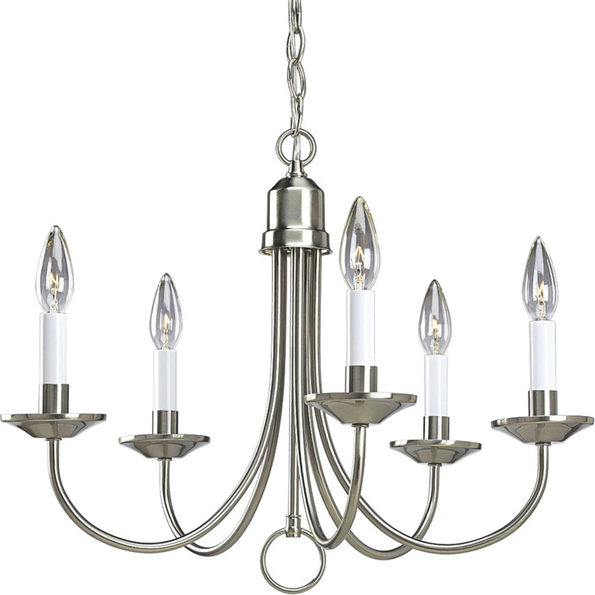 Progress Lighting Five Light Brushed Nickel Chandelier | Elegant Lighting