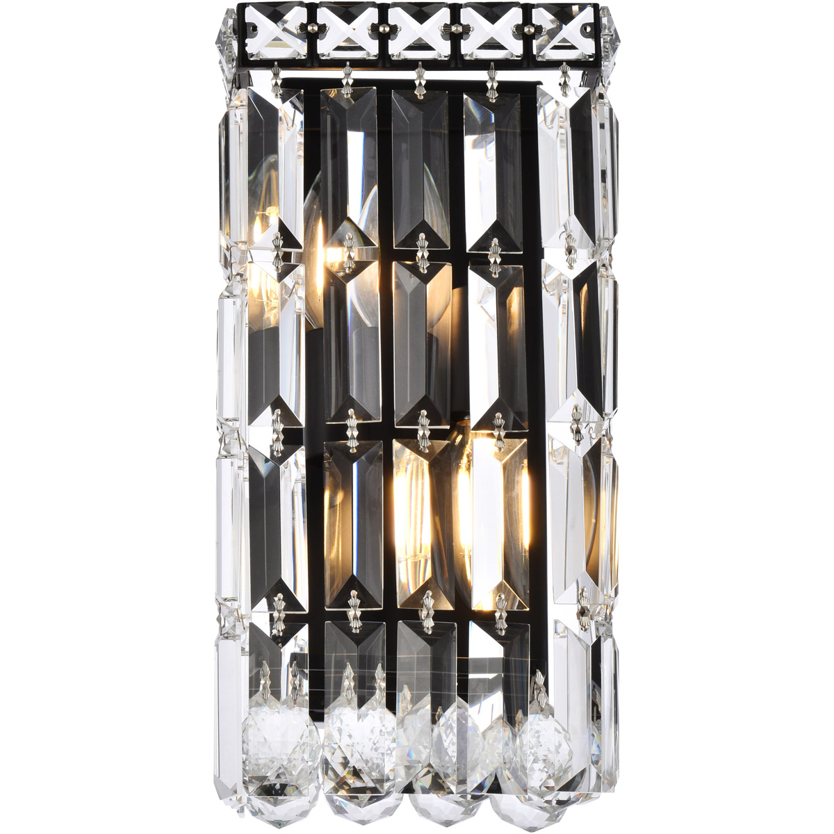 Elegant Lighting Maxime Black Crystal Wall Sconce | Stunning Ambiance