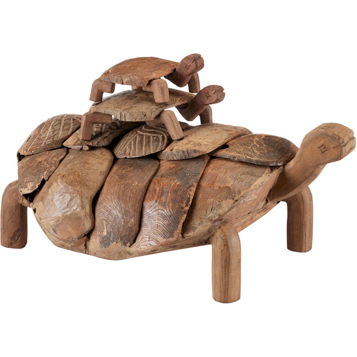 Currey & Company Turtle Wooden Sculpture Set - Rustic Decor