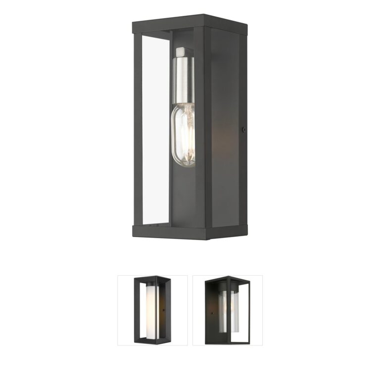 Livex Lighting Gaffney Black and Brushed Nickel Outdoor Wall Lantern