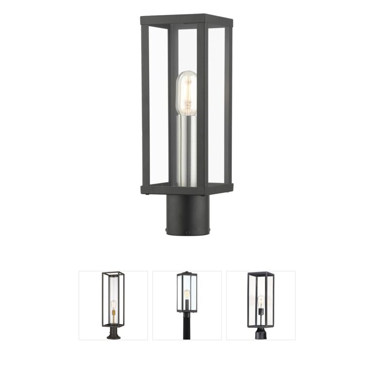 Livex Lighting Gaffney Stainless Steel Outdoor Post Top Lantern in Black and Brushed Nickel