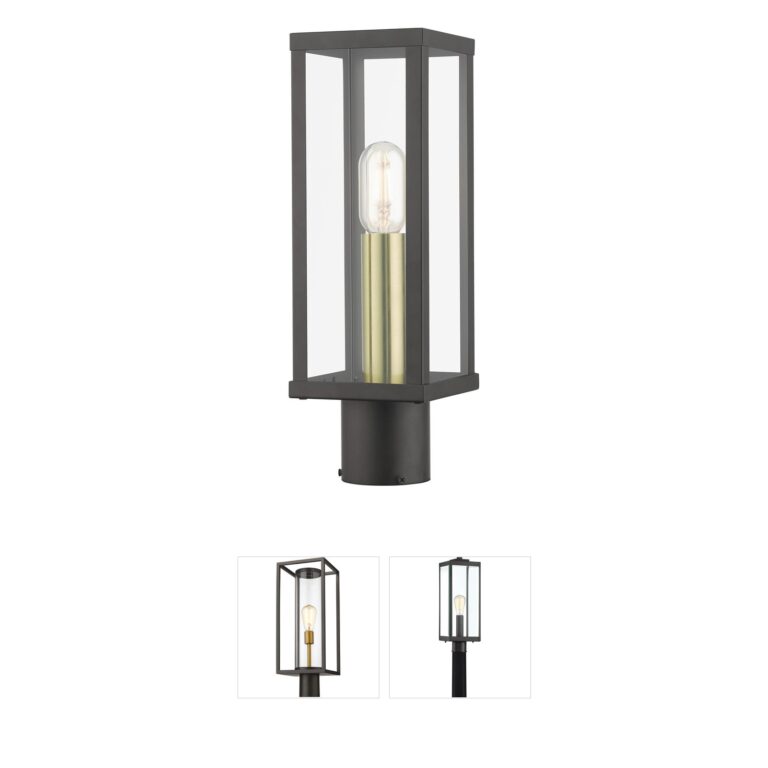 Livex Lighting Gaffney Bronze and Antique Gold Stainless Steel Outdoor Post Lantern