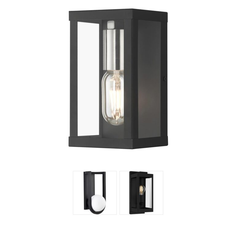Livex Lighting Gaffney Stainless Steel Outdoor Wall Lantern in Black and Brushed Nickel