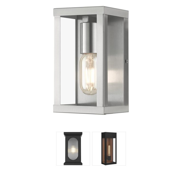 Livex Lighting Gaffney Brushed Nickel Stainless Steel Outdoor Wall Lantern