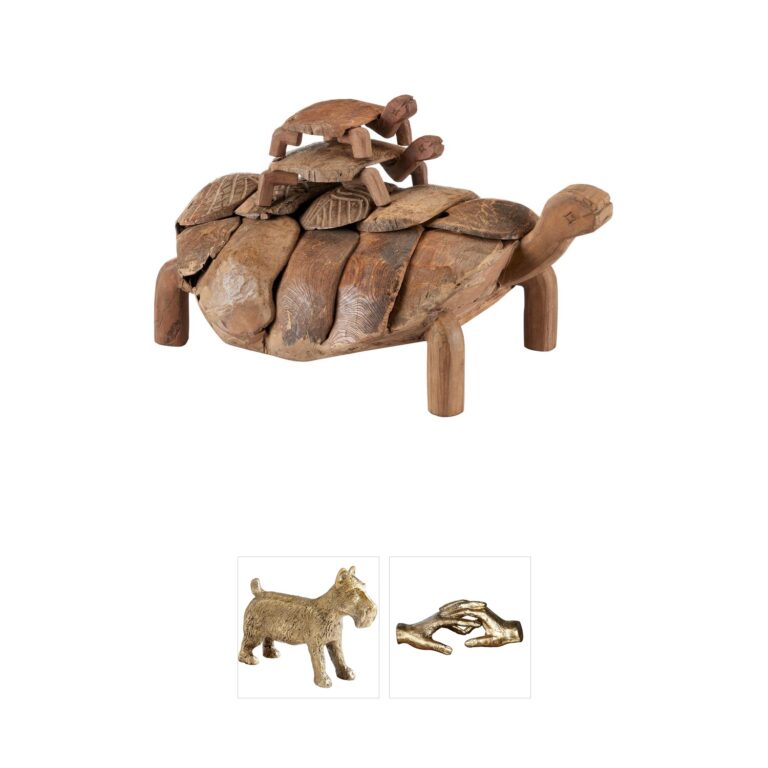 Currey & Company Turtle Collection Wooden Sculpture Set