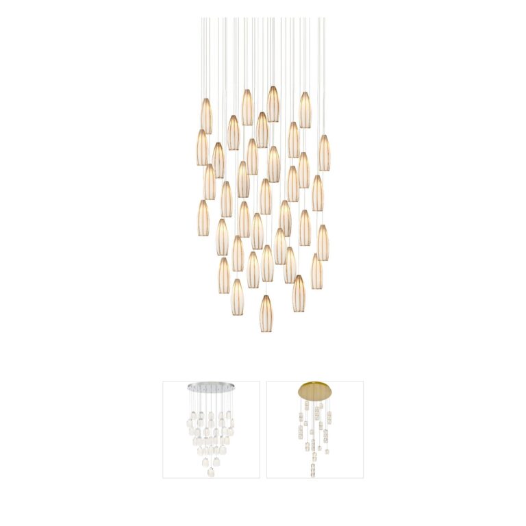 Currey & Company Parish Glass & Metal Multi-Drop Chandelier