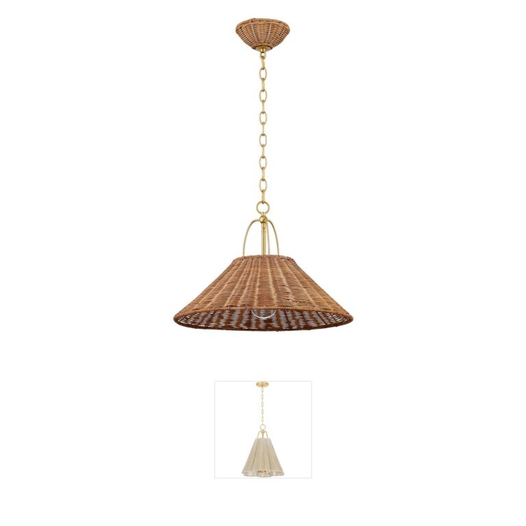 Mitzi Davida Zoe Feldman 20-Inch Natural Rattan Pendant in Aged Brass