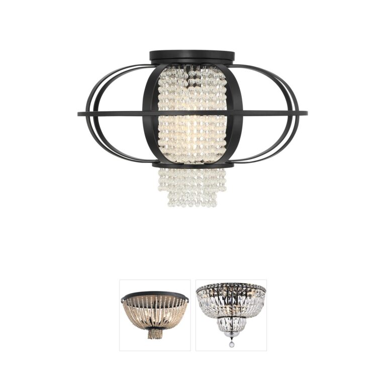 Savoy House Idlewild Matte Black and Clear Crystal Flush Mount