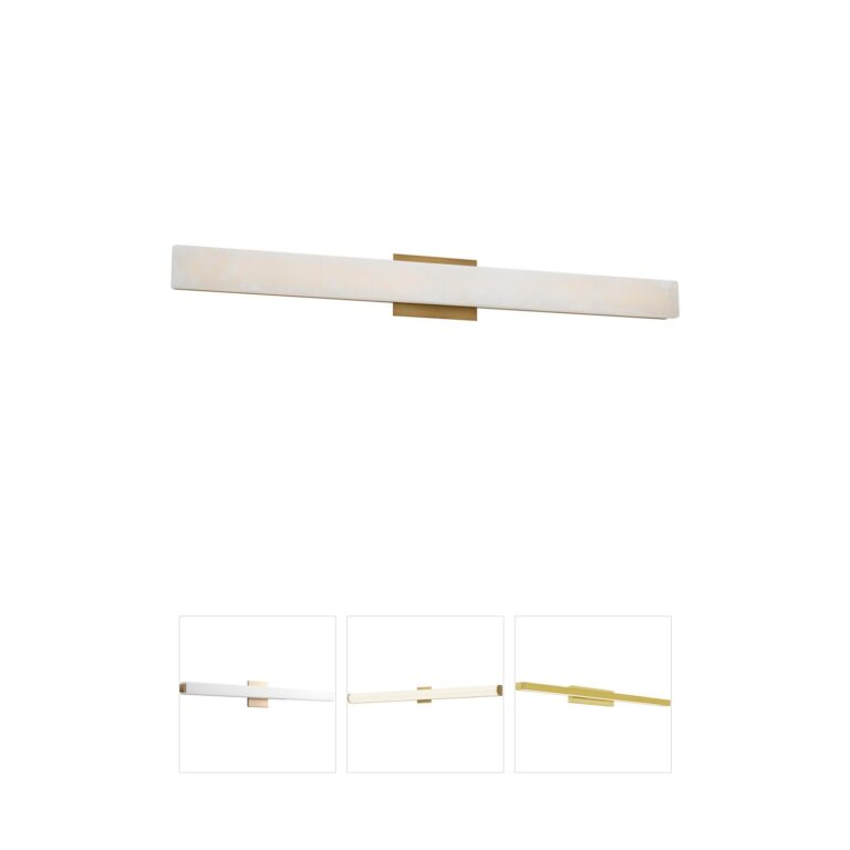 Modern Forms Lanza 34-Inch Alabaster and Aged Brass LED Vanity Light