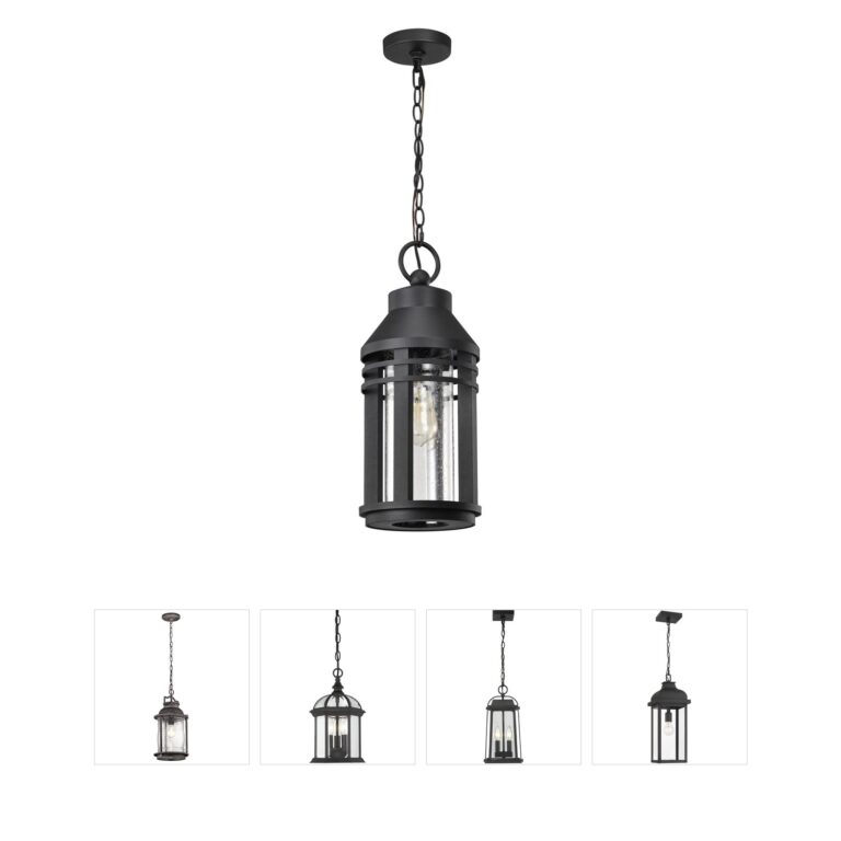Nuvo Wilton Matte Black Outdoor Hanging Lantern with Clear Seeded Glass